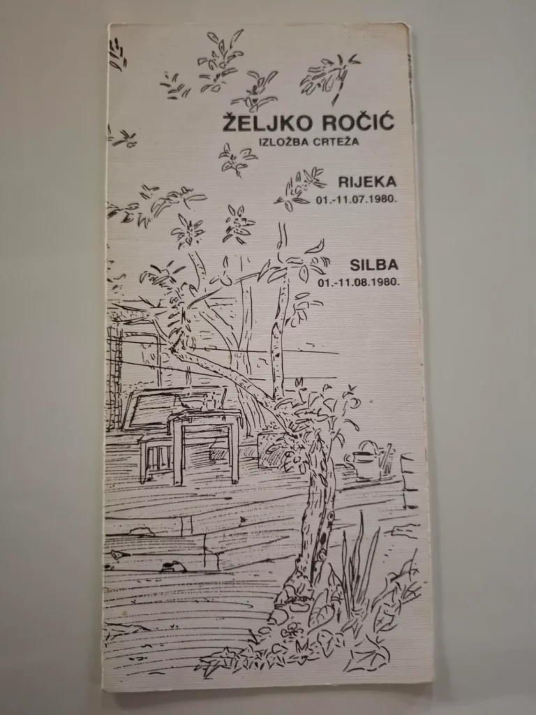 Željko Ročić - autorski oslikan prospekt izložbe crteža iz 1980 Rijeka, Silba