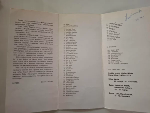 Željko Ročić - autorski oslikan prospekt izložbe crteža iz 1980 Rijeka, Silba - Slika 3