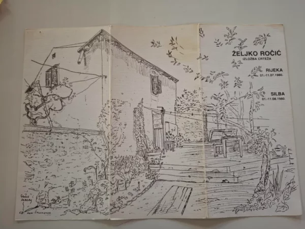 Željko Ročić - autorski oslikan prospekt izložbe crteža iz 1980 Rijeka, Silba - Slika 2