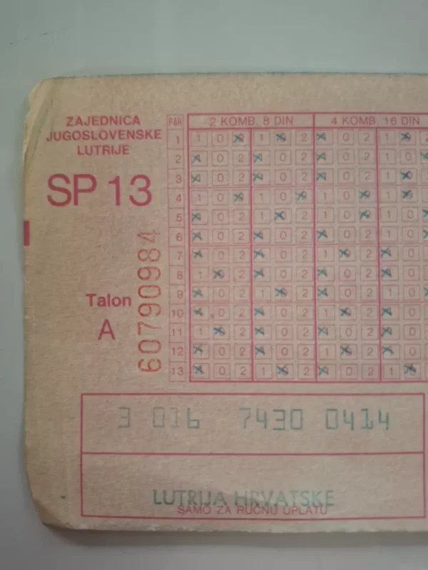 Stara srećka - Zajednica Jugoslavenske lutrije - Lutrija Hrvatske - Slika 2