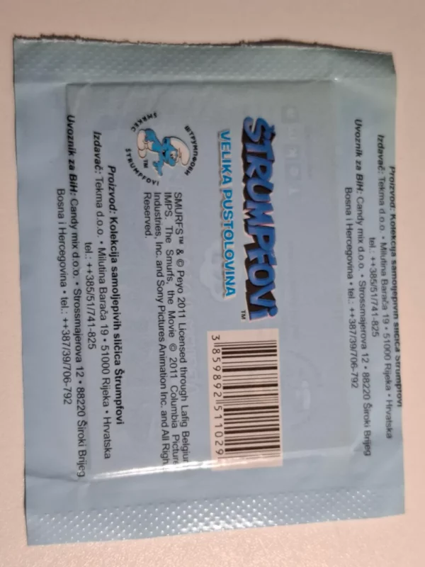 Štrumpfovi - Velika pustolovina 2011 (SMURFS) - neotvoreni paketić sličica - Slika 2