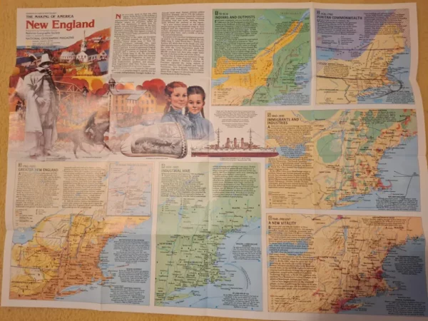 Karta / Mapa Making of America - New England (SAD) National Geographic - veliki format - Slika 2