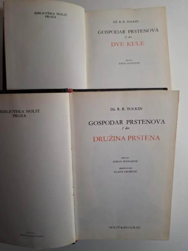 J.R.R. Tolkien Gospodar prstenova 1,2 : Družina prstena + Dve kule (Prstenova družina i Dvije kule) Tolkin, Nolit - Slika 2