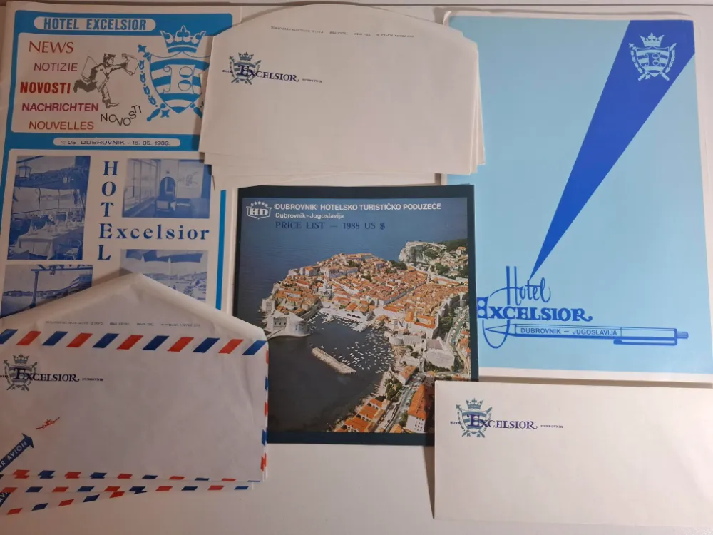 Lot Hotel Excelsior Dubrovnik iz 1980ih - časopis,kuverte,cjenik usluga