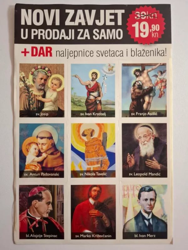 Naljepnice / sličice katoličkih svetaca i blaženika - 9 različitih sveti Josip Sveti Ivan Krstitelj Franjo Asiški Leopold Bogdan Mandić Franjo Asiški Alojzije Stepinac Nikola Tavelić Antun Padovanski Marko Križevčanin