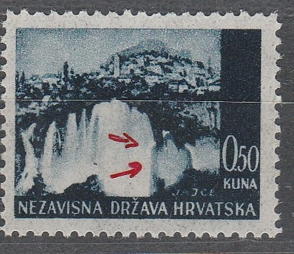 NDH 1941 Jajce 0,50kn sjajna greška "PLAVO JEZERO" mnh , tanki papir