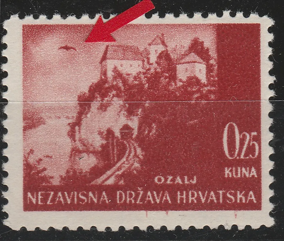 NDH 1941 Ozalj 0,25kn - tipična greška "Mala ptica" TP-III Strpić, MNH čisto bez falca
