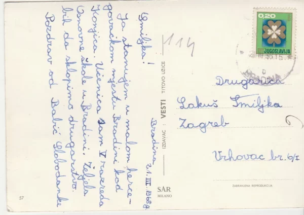 Razglednica KONJIC žig Bradina - izdavač Vesti Titovo Užice - Slika 2