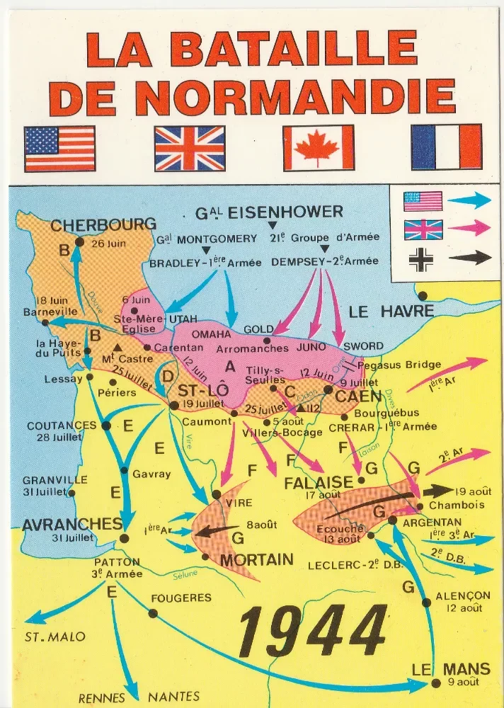 Zanimljiva francuska razglednica - Bitka za Normandiju 6.6.1944. - drugi svjetski rat