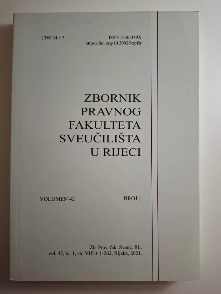 Zbornik Pravnog fakulteta Sveučilišta u Rijeci Volumen 42 Broj 1