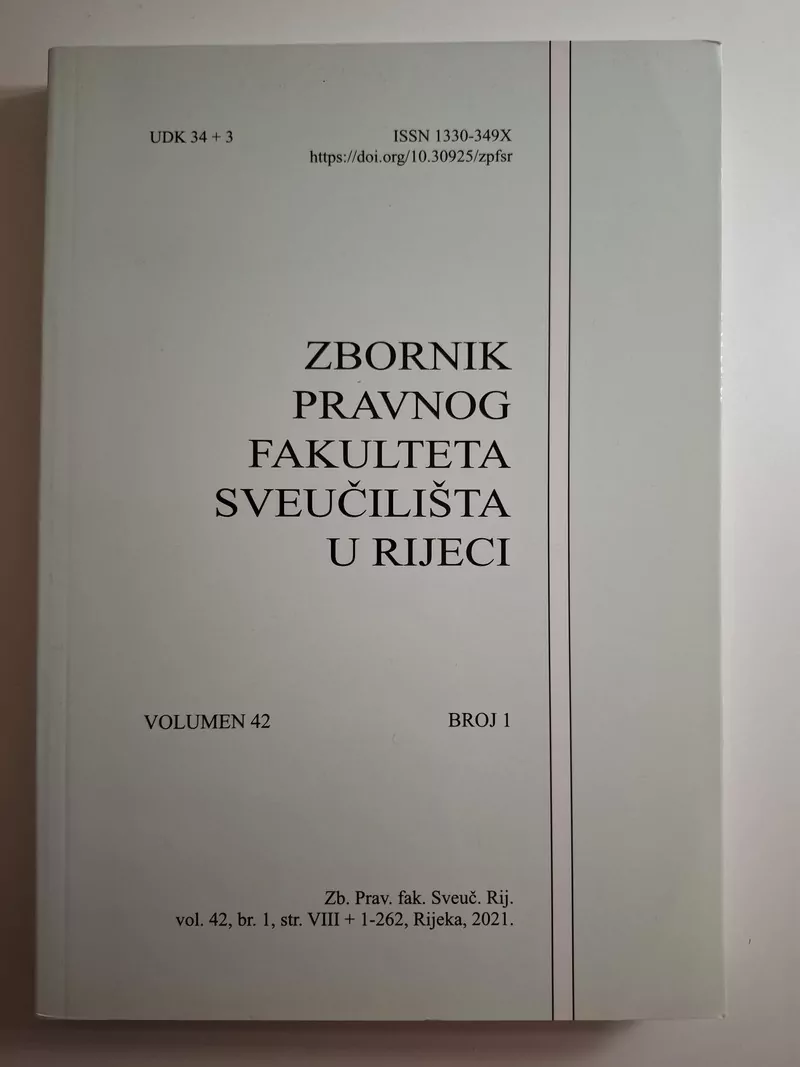 Zbornik Pravnog fakulteta Sveučilišta u Rijeci Volumen 42 Broj 1