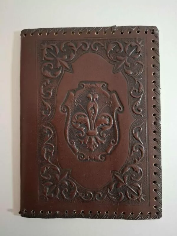 Antique kožne korice za knjige i dokumente (sveska) sa Fleur-De-Lis grbom