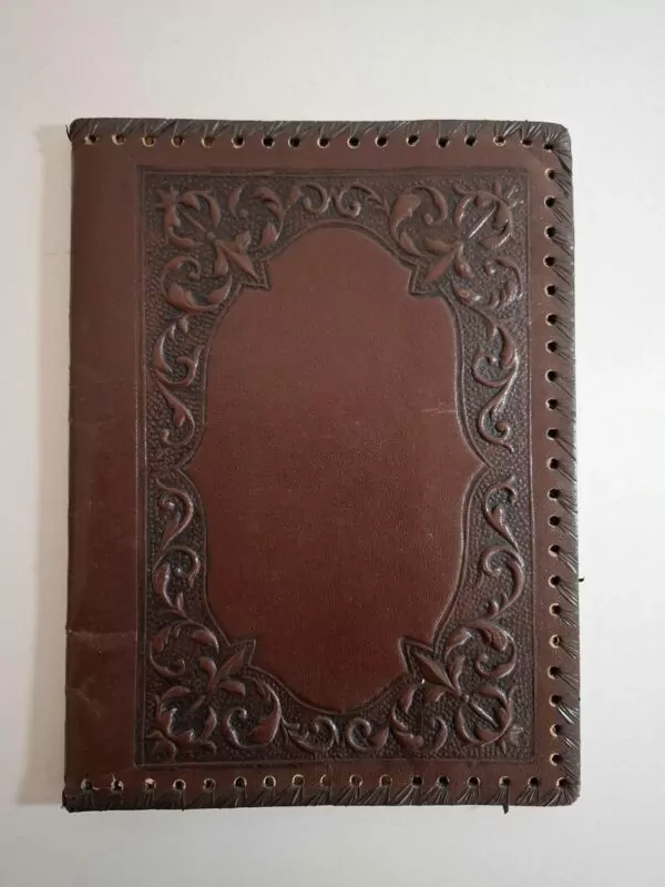 Antique kožne korice za knjige i dokumente (sveska) sa Fleur-De-Lis grbom - Slika 2