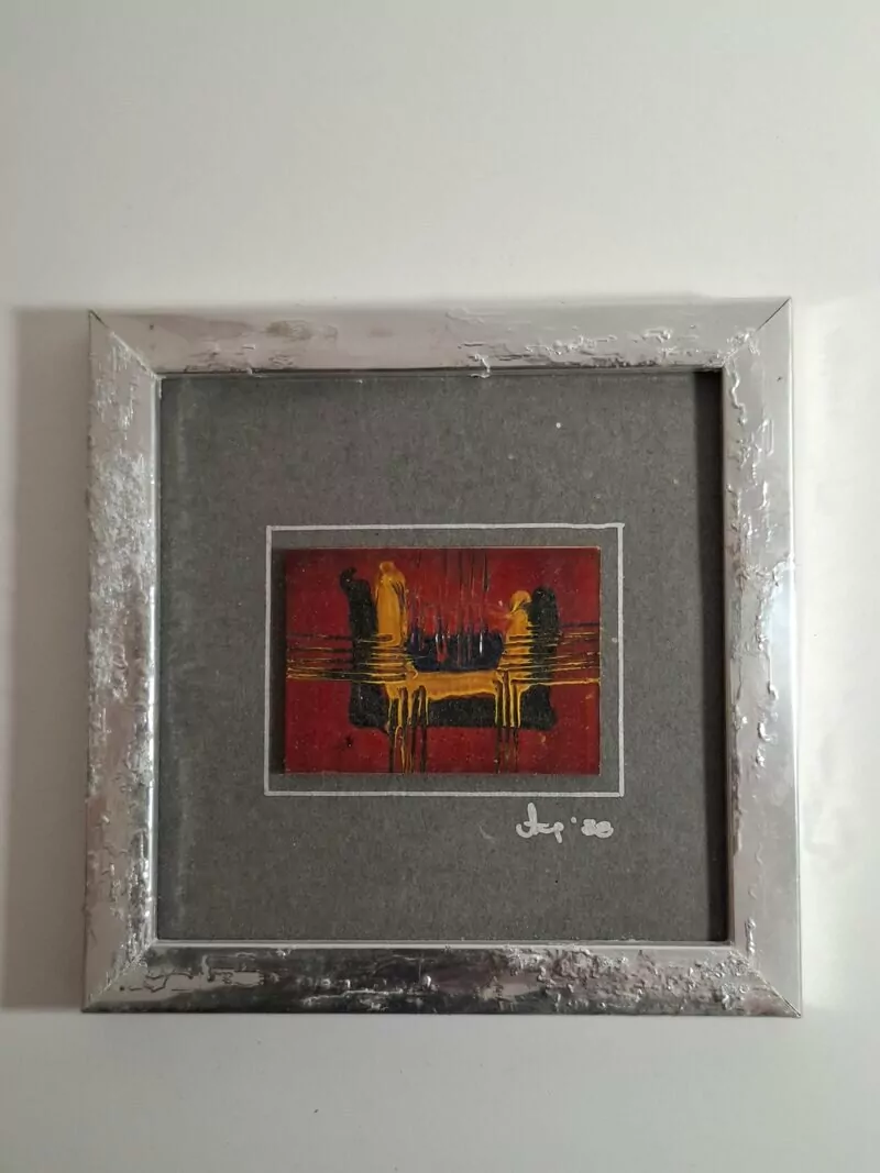Minijaturna apstrakcija u okviru - nepoznati autor 1988 - Slika 2
