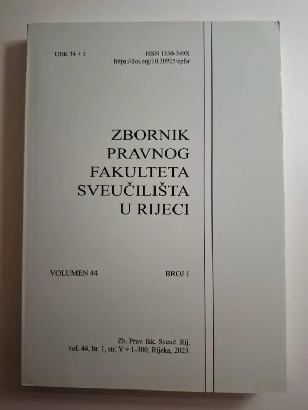 Zbornik Pravnog fakulteta Sveučilišta u Rijeci Volumen 44 Broj 1