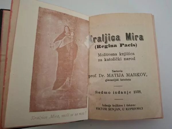 Kraljica mira (Regina Pacis) molitvena knjižica za katolički narod 1938, izdanje Viktor Senjan Koprivnica (knjižara i tiskara) - Slika 2