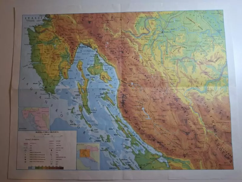 Regijska karta - Rijeka i šira okolica 1996 ŠK i Kartografija Učila