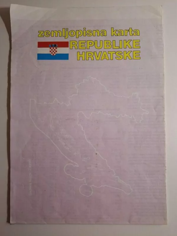 Zemljopisna karta Republike Hrvatske - mjerilo 11000000