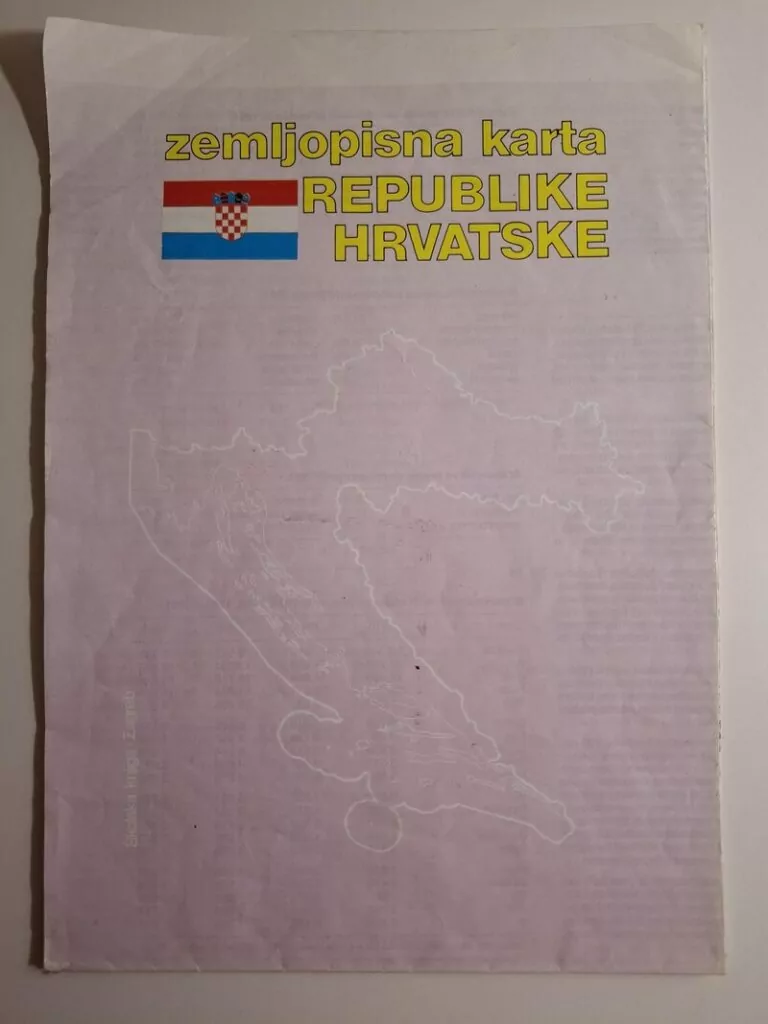Zemljopisna karta Republike Hrvatske - mjerilo 11000000