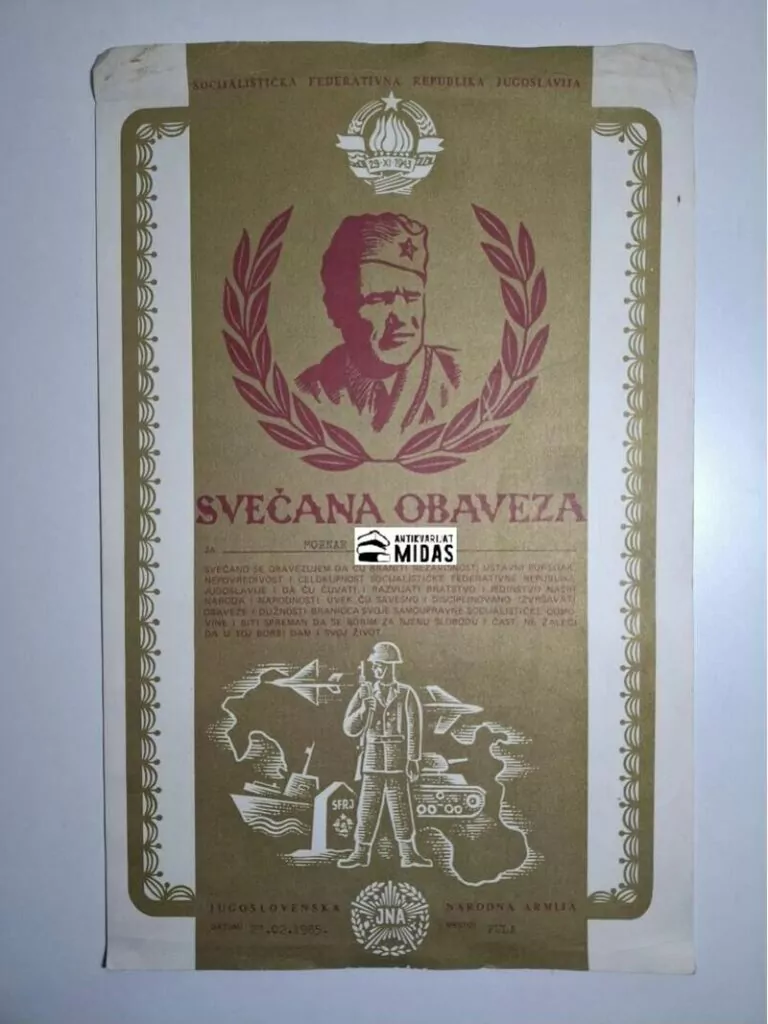 Svečana obaveza 1985 Pula - Jugoslavenska narodna armija - mornar u JNA militarija