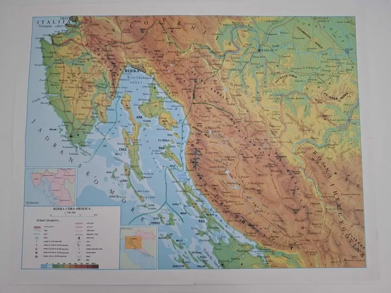 Regijska karta Rijeka i šira okolica - za prirodu i društvo u Osnovnoj školi Zagreb 1995