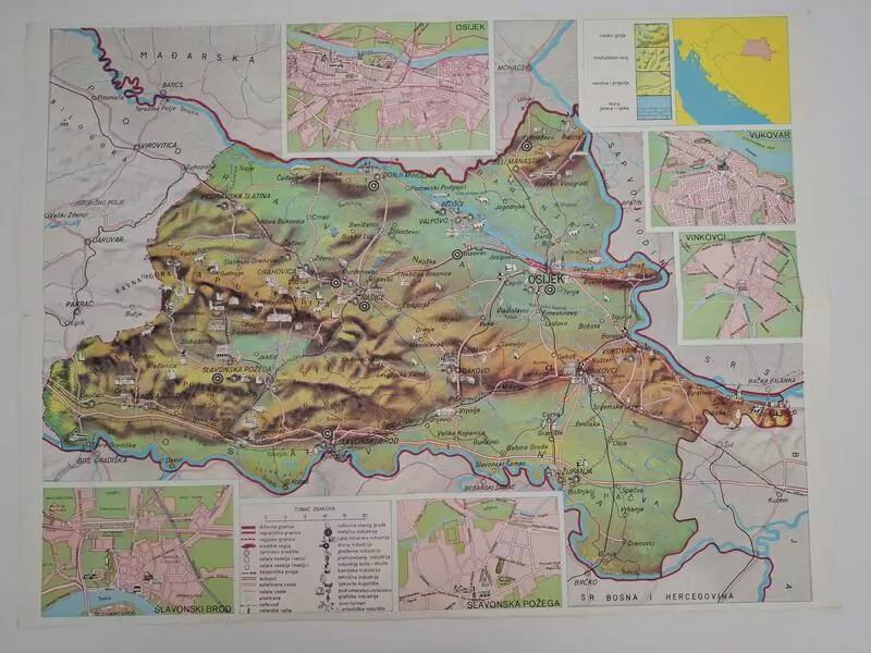 Regijska karta Istočna Hrvatska Slavonija i Baranja 1979