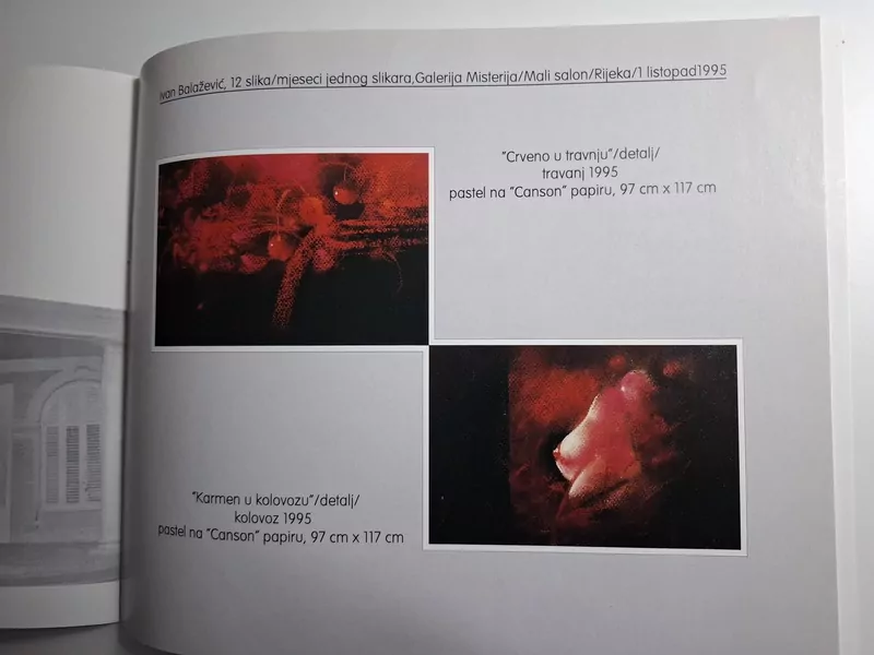 Ivan Balažević - 12 slika / mjeseci jednog slikara (Galerija misterija - Mali salon Rijeka 1995) katalog/brošura - prikazane slike ovog vrsnog akademskog slikara Subotica,kao mjesto rođenja te Rijeka i Novi Vinodoloski, ostavljaju trajni utjecaj na umjetnikov rad. vrlo dobro stanje