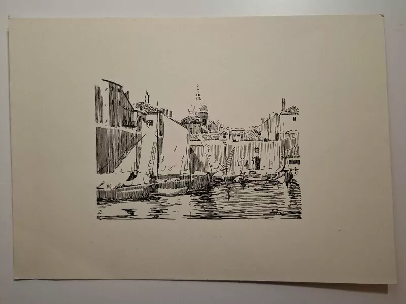 Dubrovnik veduta - grafika (stara gradska luka) 24x17 cm