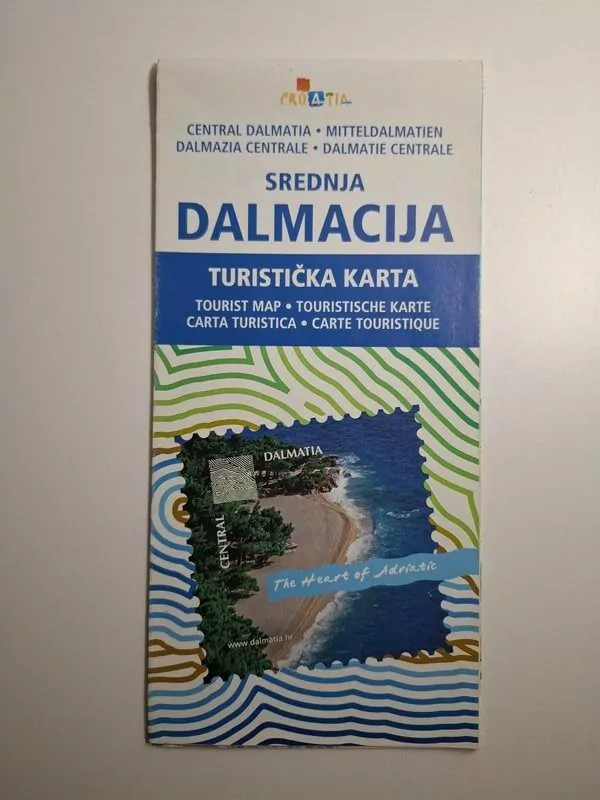 Srednja Dalmacija turistička karta + auto karta Republika Hrvatska (s druge strane)