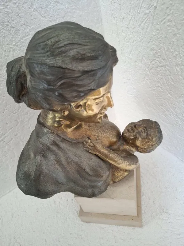 Maternità : Majka s djetetom - talijanska brončana skulptura - Slika 5