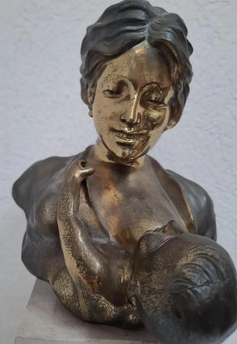 Maternità : Majka s djetetom - talijanska brončana skulptura - Slika 3