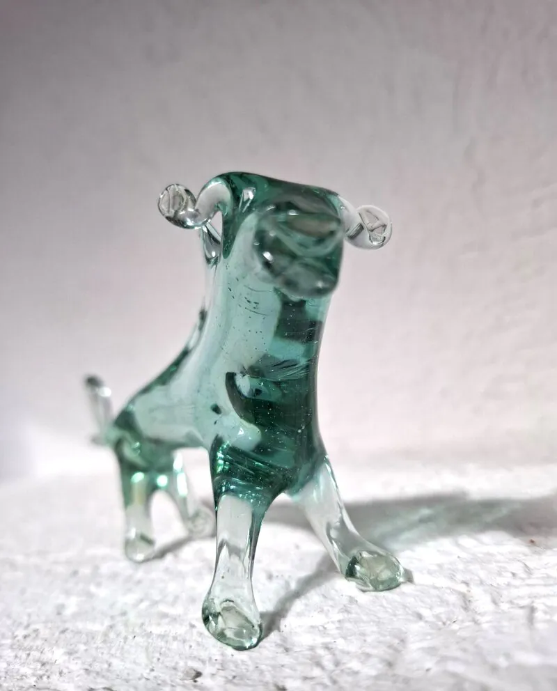 Murano skulptura bika - umjetničko staklo u tirkiznoj varijanti - Slika 4