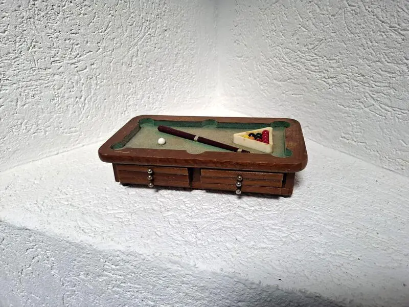 Vintage Enesco bilijarski stol - kolekcionarski set podmetača za čaše u obliku bilijarskog stola iz 1970-ih - Slika 3